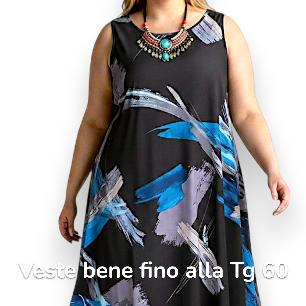 Maxi Abito in Crepe Fantasia Nella
