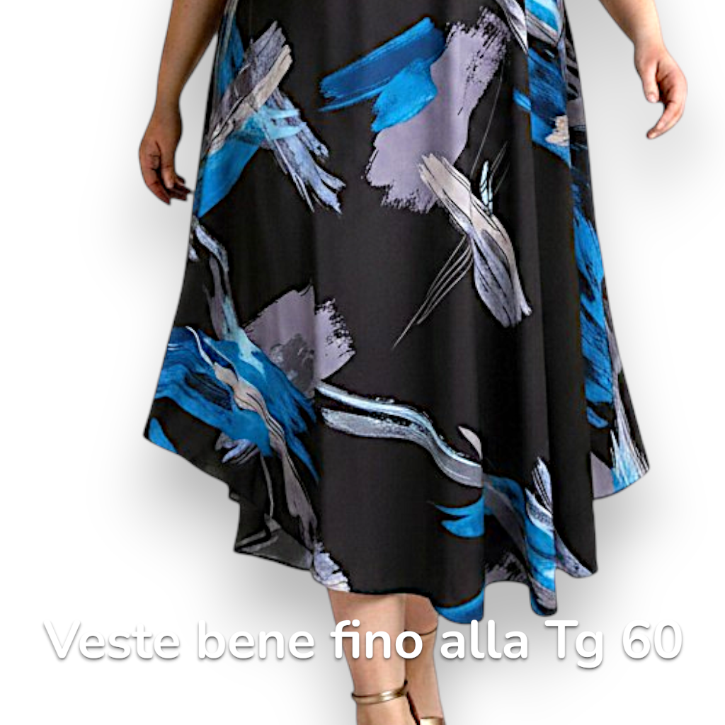 Maxi Abito in Crepe Fantasia Nella