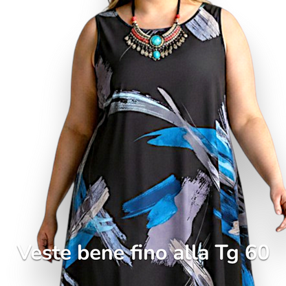 Maxi Abito in Crepe Fantasia Nella
