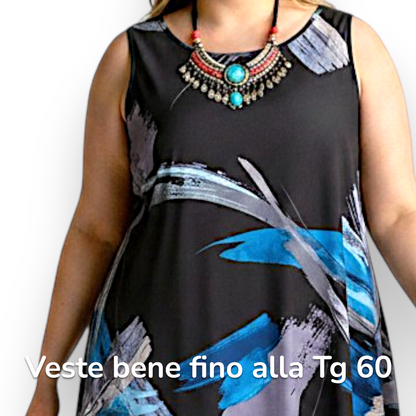 Maxi Abito in Crepe Fantasia Nella