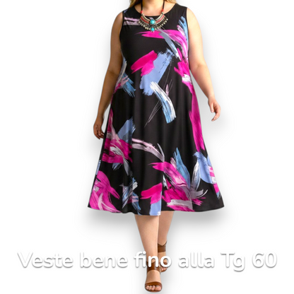 Maxi Abito in Crepe Fantasia Nadia