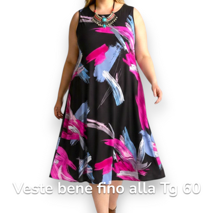 Maxi Abito in Crepe Fantasia Nadia