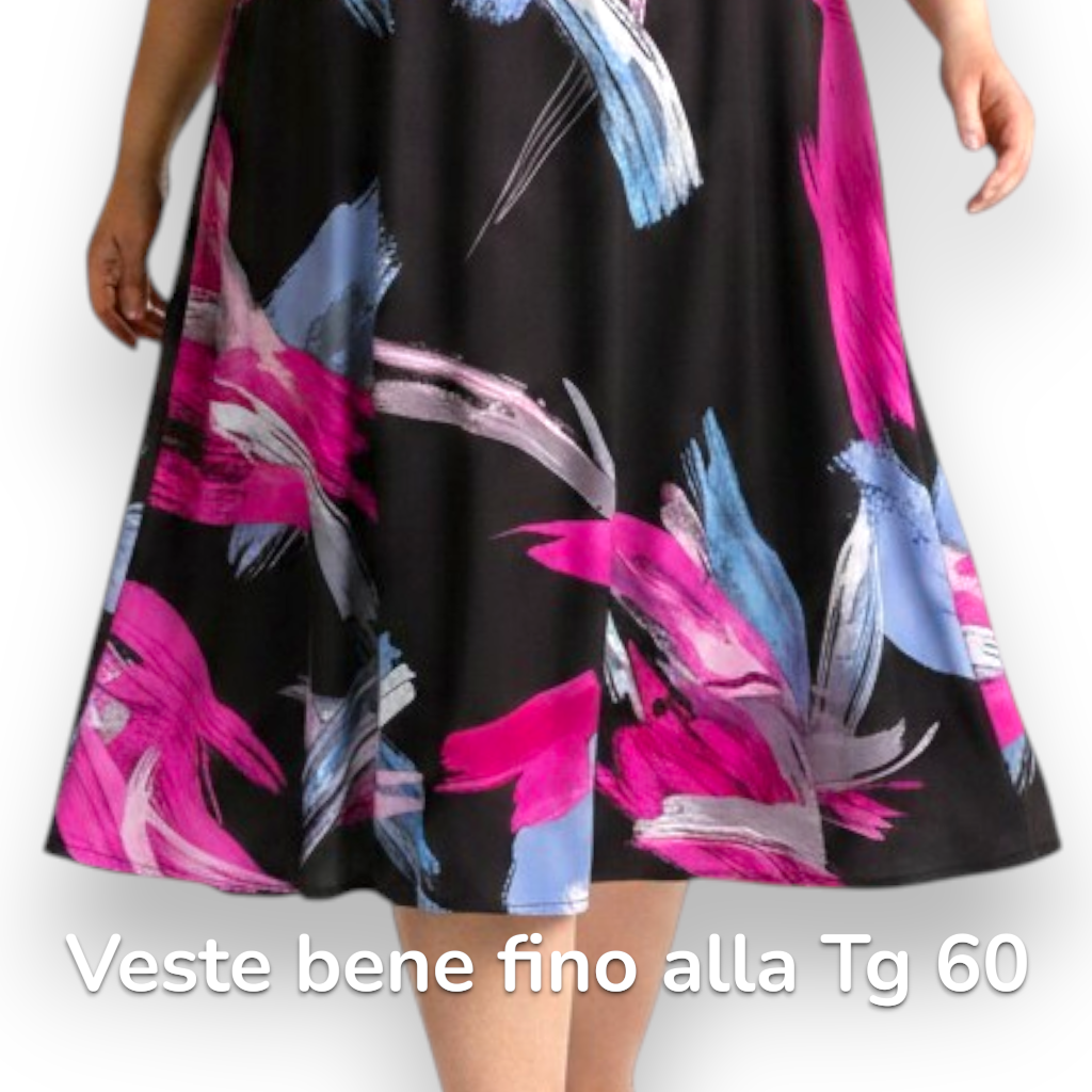 Maxi Abito in Crepe Fantasia Nadia