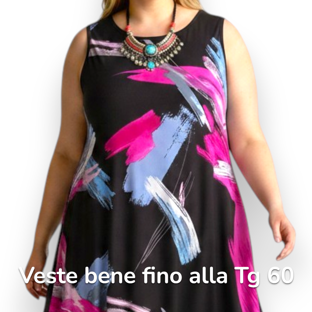 Maxi Abito in Crepe Fantasia Nadia