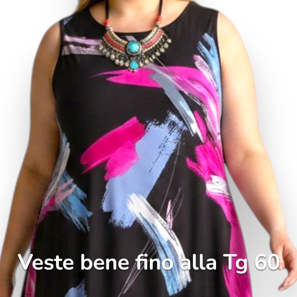 Maxi Abito in Crepe Fantasia Nadia