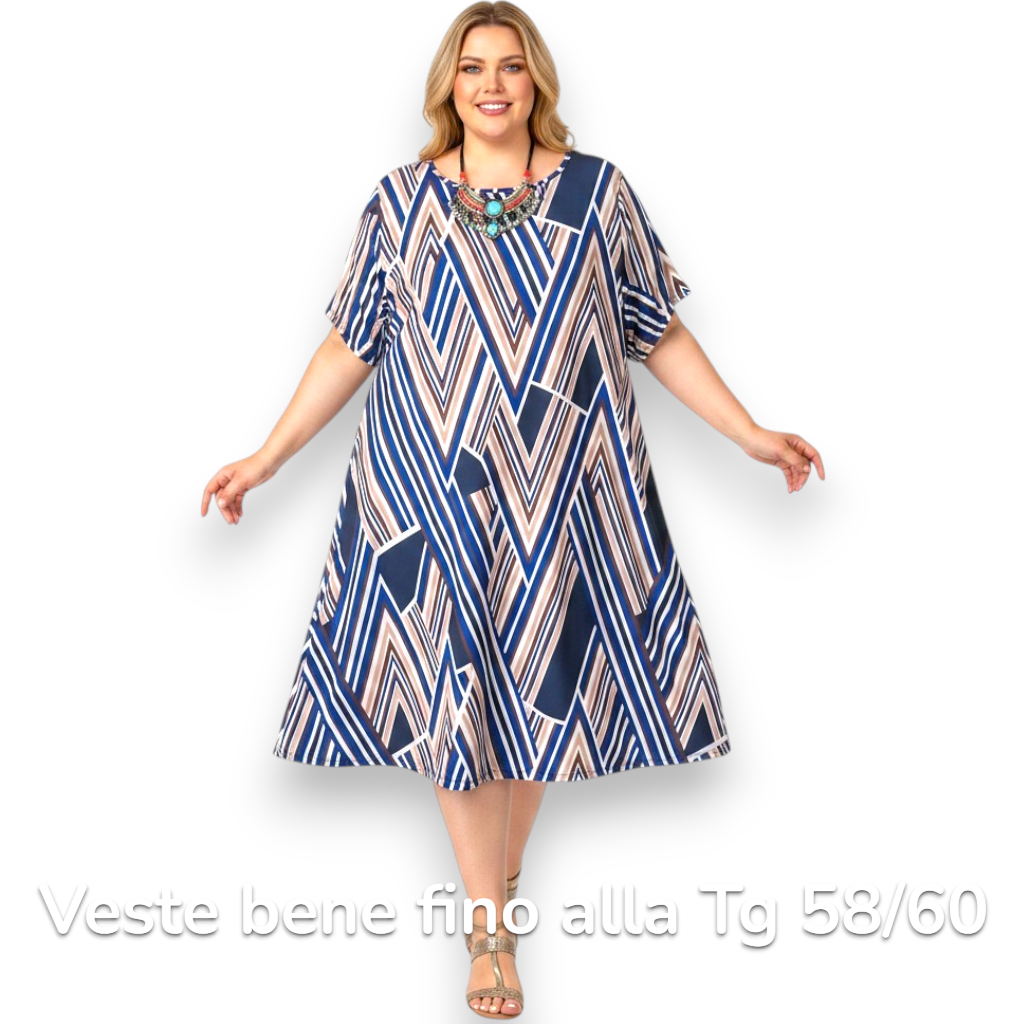 Maxi Abito in Crepe Fantasia Scelly