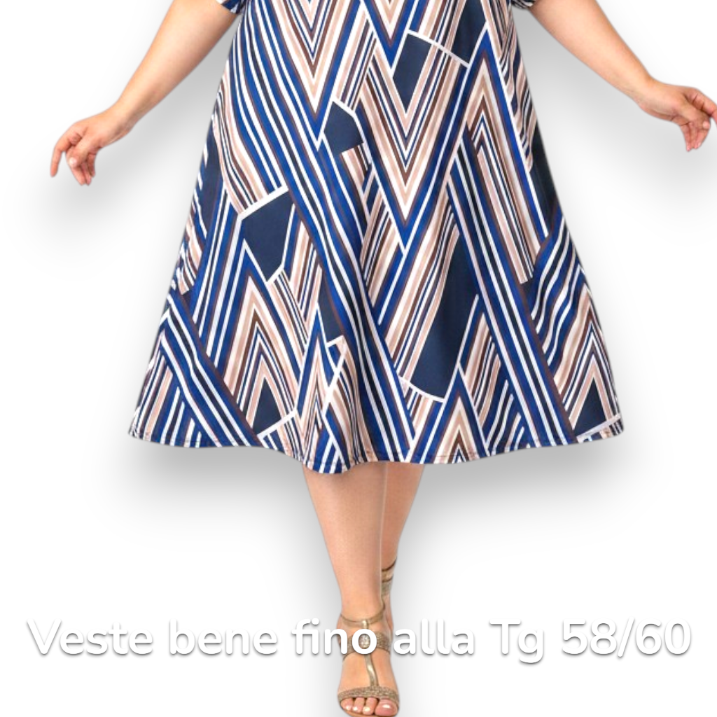 Maxi Abito in Crepe Fantasia Scelly