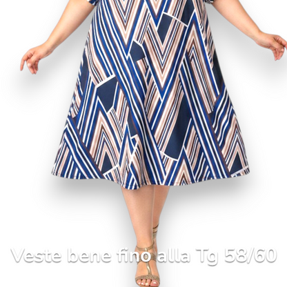 Maxi Abito in Crepe Fantasia Scelly
