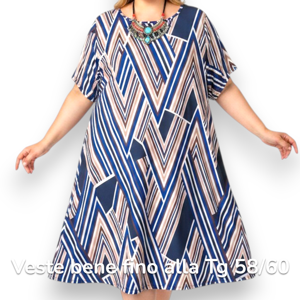 Maxi Abito in Crepe Fantasia Scelly