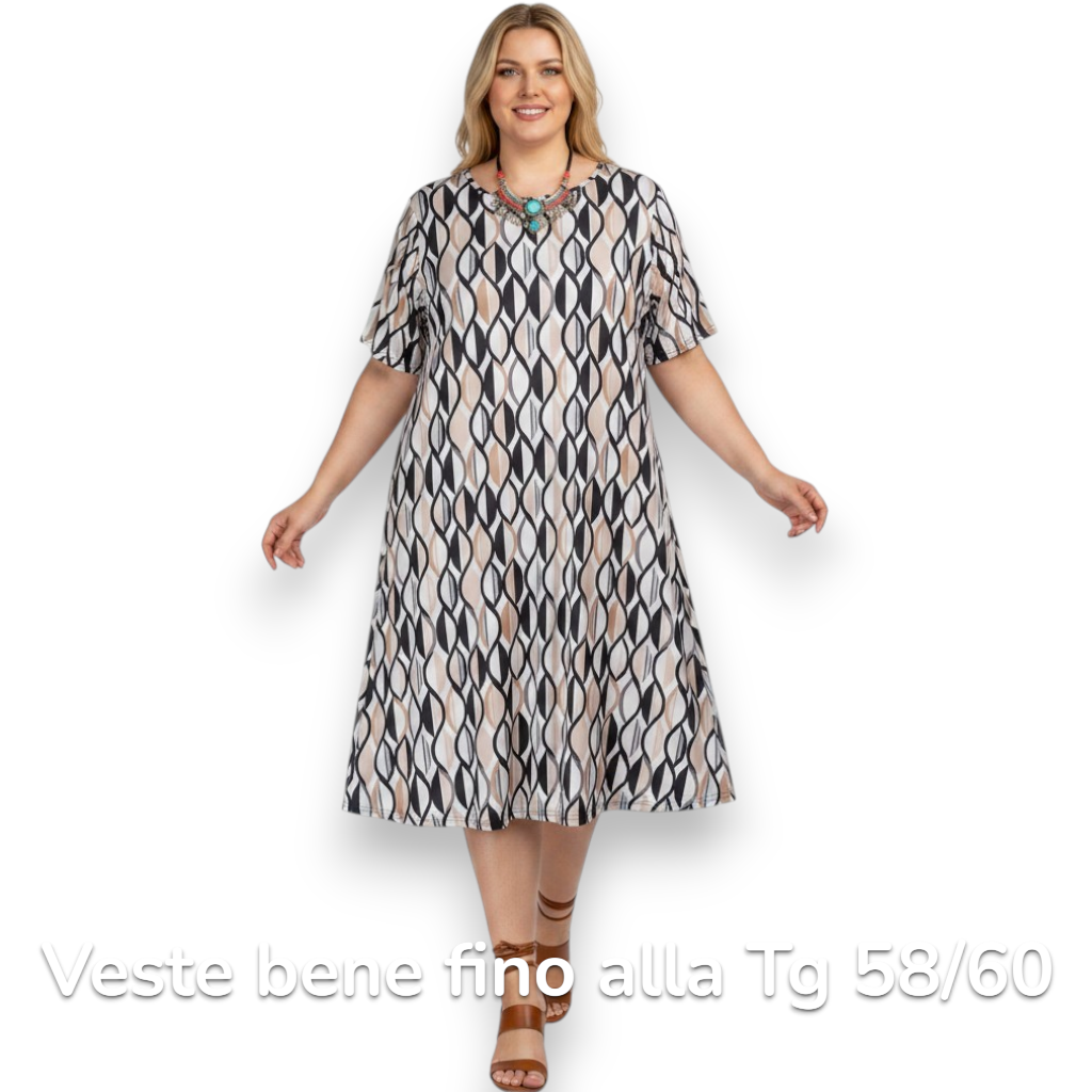 Maxi Abito in Crepe Fantasia Senia