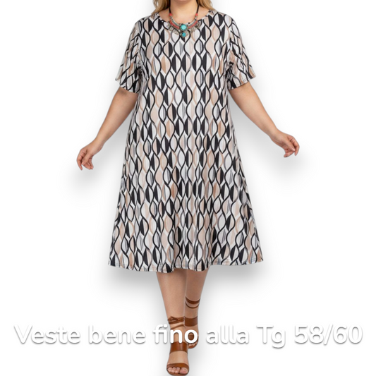 Maxi Abito in Crepe Fantasia Senia