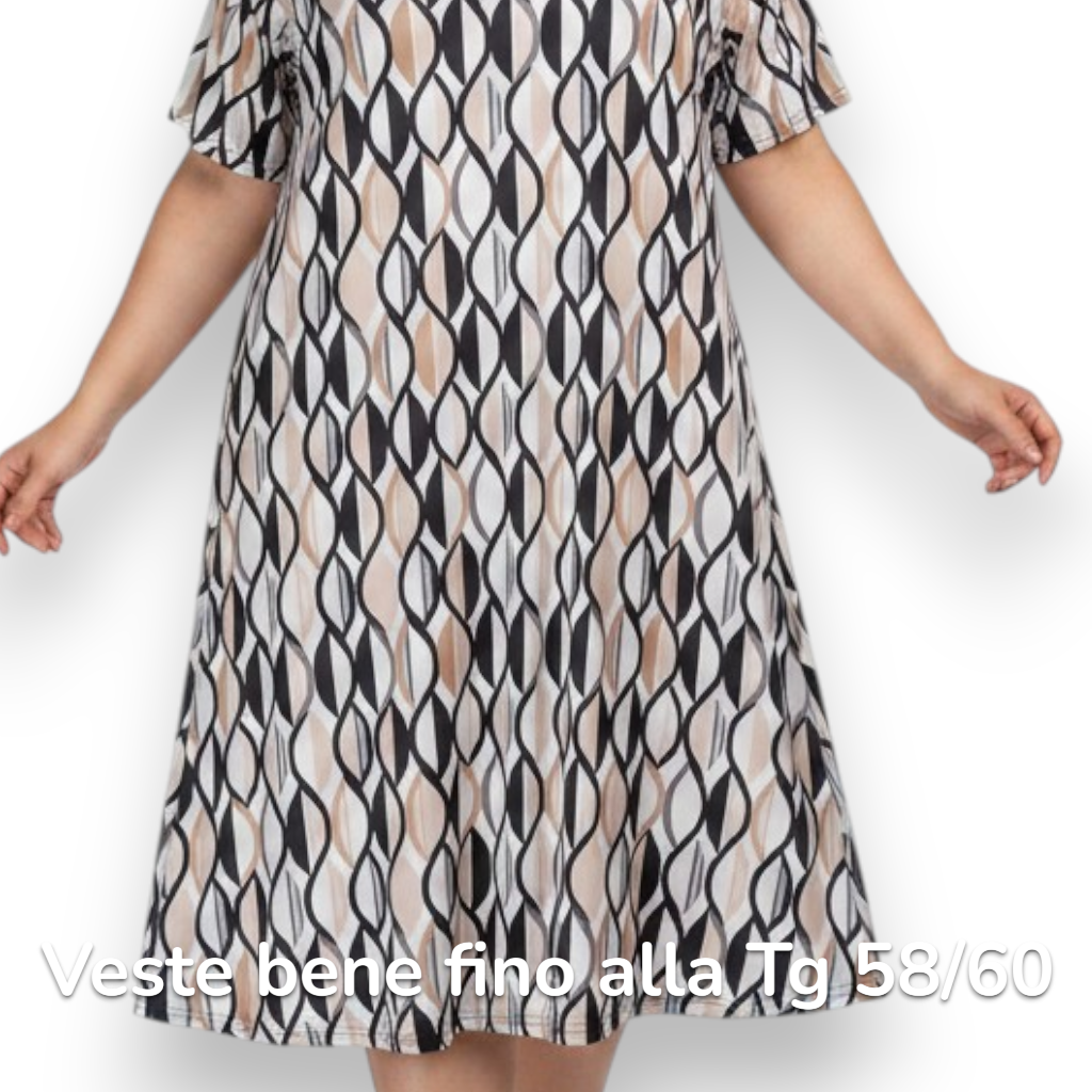 Maxi Abito in Crepe Fantasia Senia
