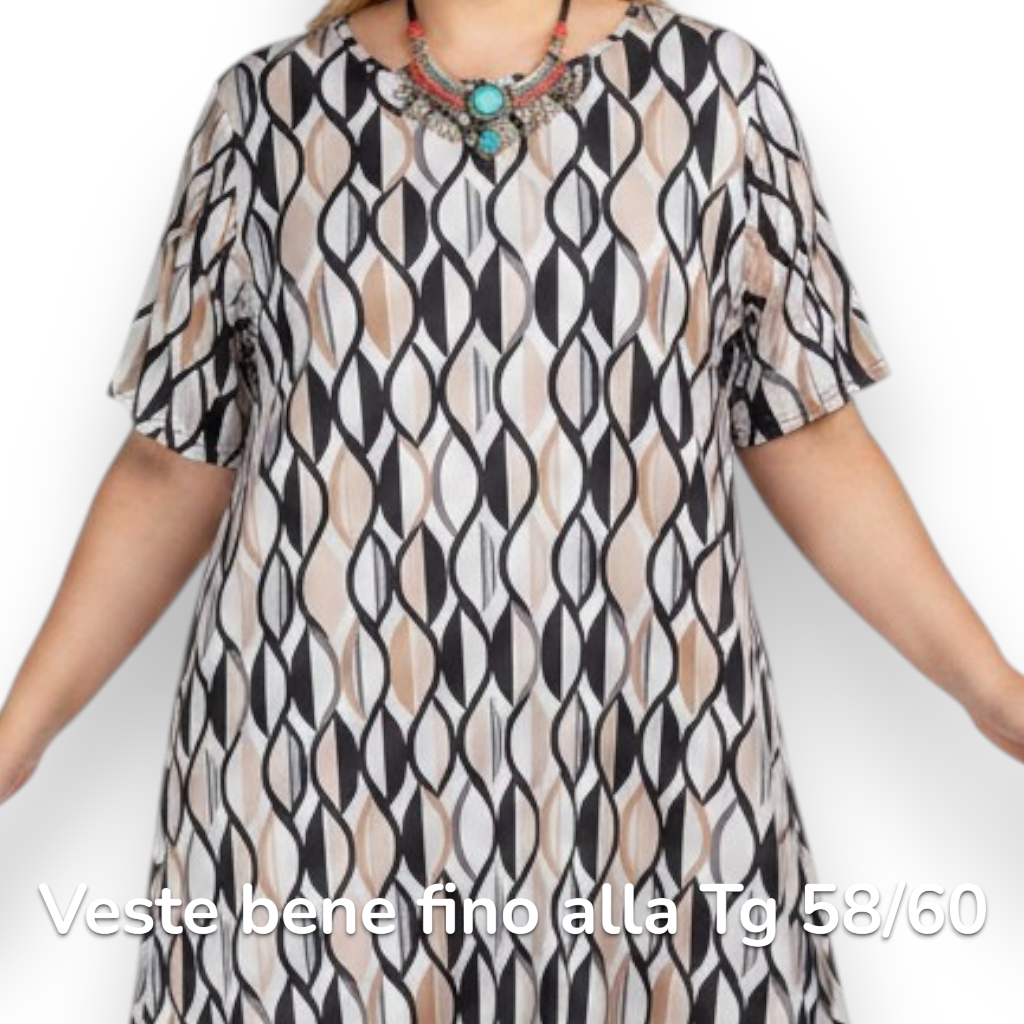 Maxi Abito in Crepe Fantasia Senia