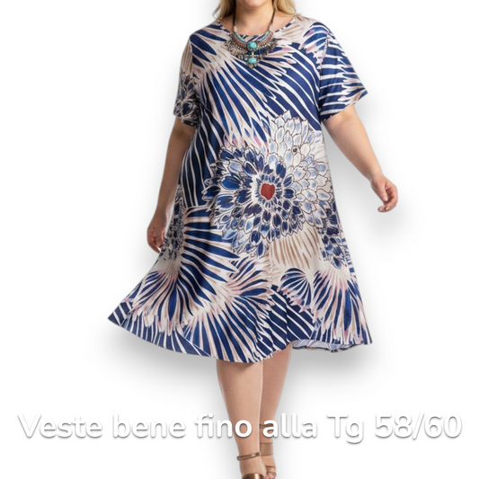 Maxi Abito in Crepe Fantasia Sandy