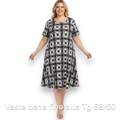 Maxi Abito in Crepe Fantasia Sally