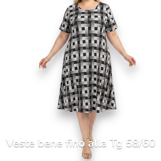 Maxi Abito in Crepe Fantasia Sally