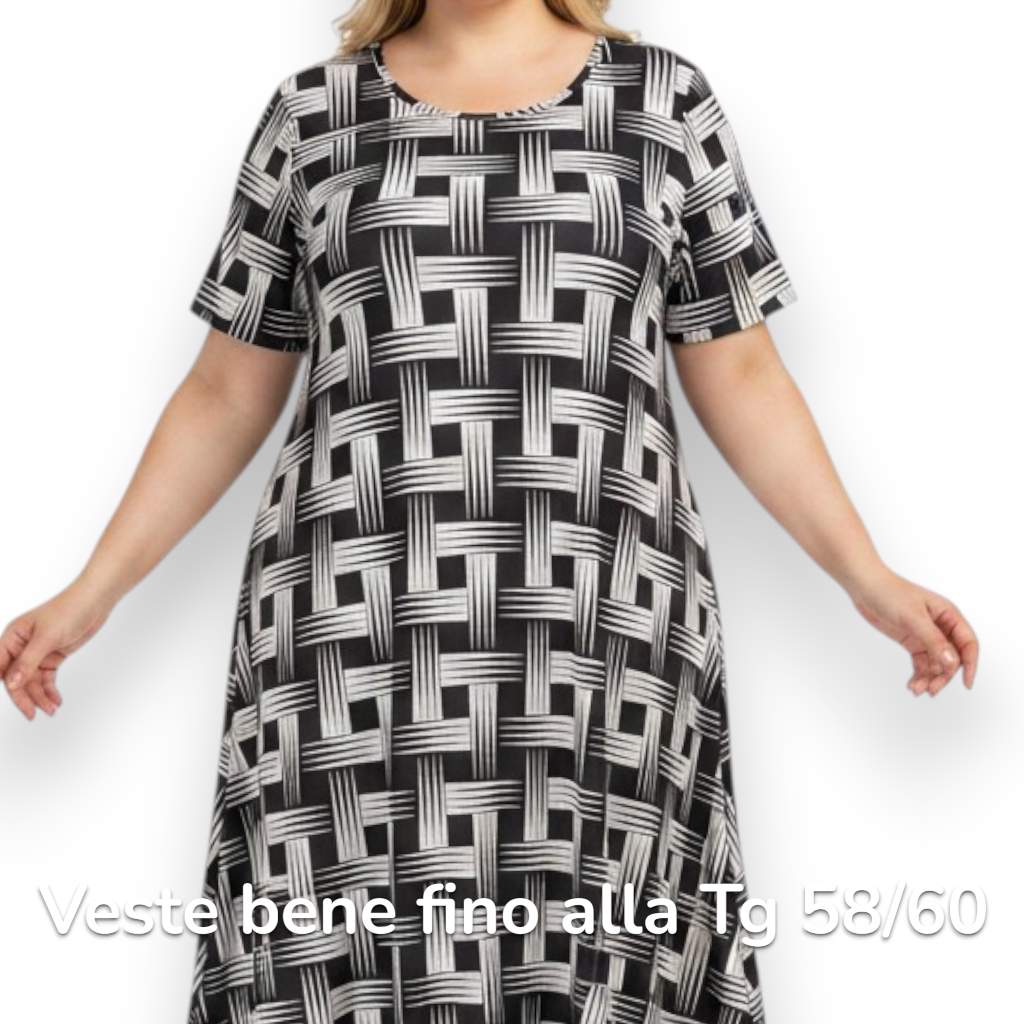 Maxi Abito in Crepe Fantasia Sally