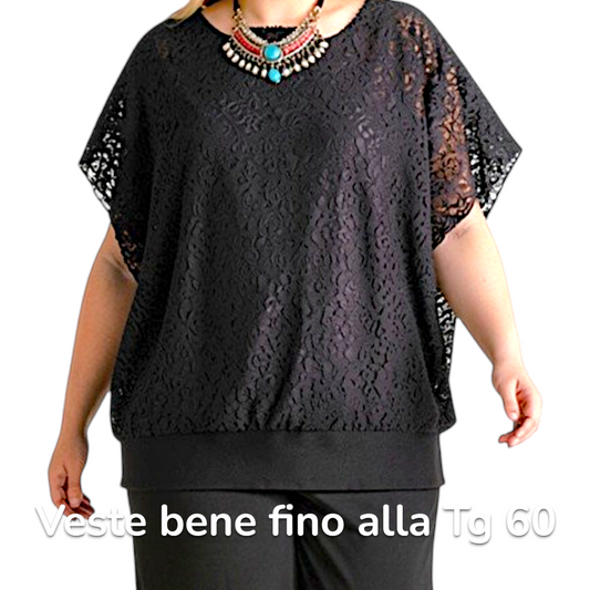 Maxi Maglia in Pizzo e Viscosa Dolly