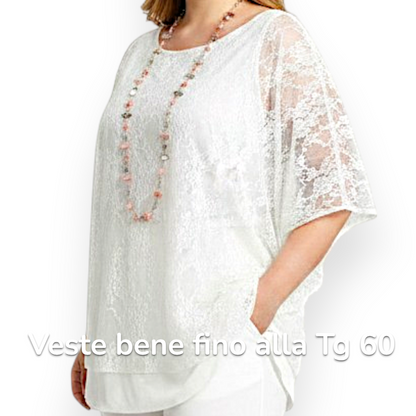 Maxi Maglia in Pizzo e Viscosa Doria