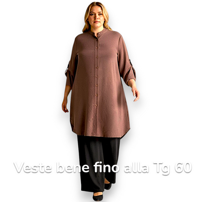 Maxi Camicia Collo Coreano Ilde