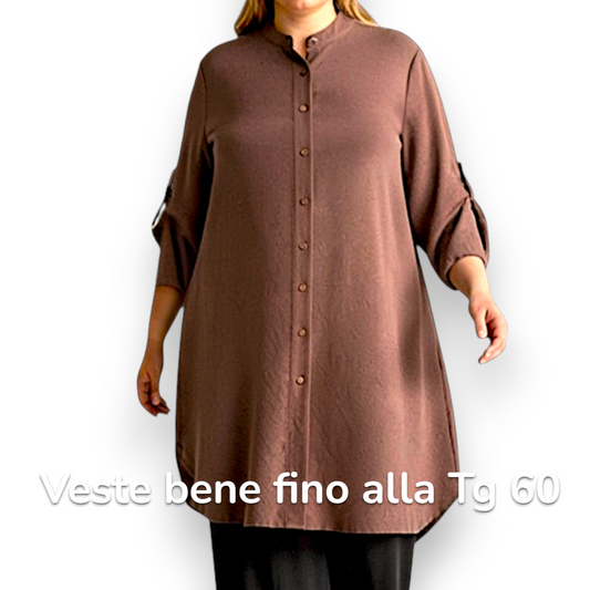Maxi Camicia Collo Coreano Ilde