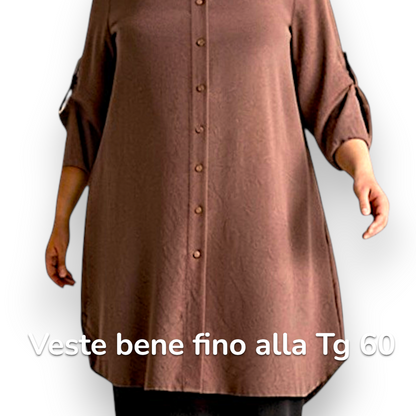 Maxi Camicia Collo Coreano Ilde