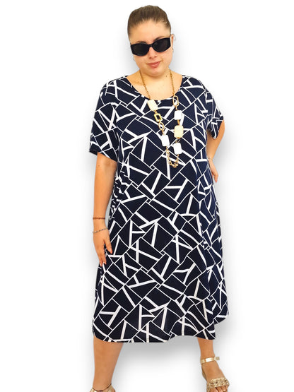 Maxi Abito in Crepe Fantasia Prezzemolo