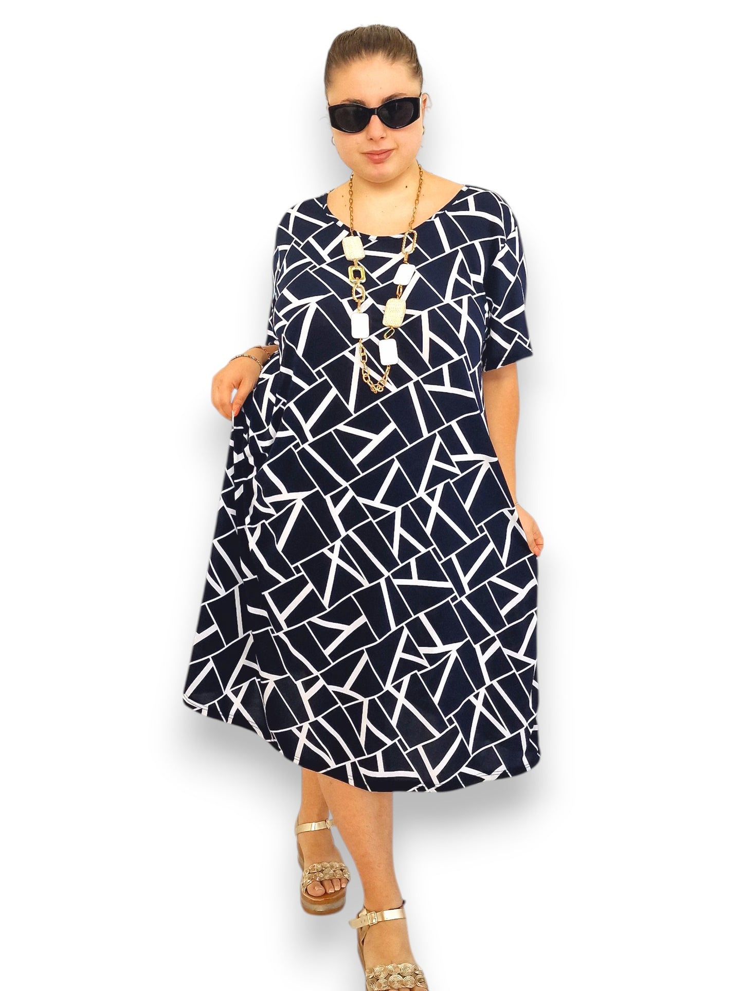 Maxi Abito in Crepe Fantasia Prezzemolo