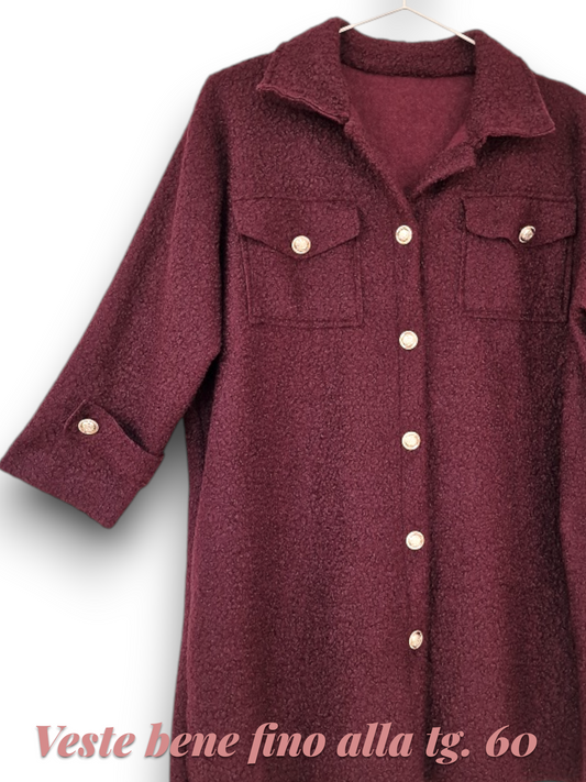 Maxi Giacca Lana Cotta Sasso