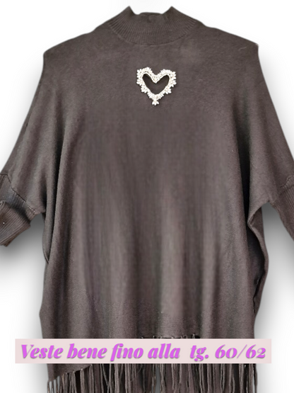 Maxi Maglia con Cuore di Strass Alda