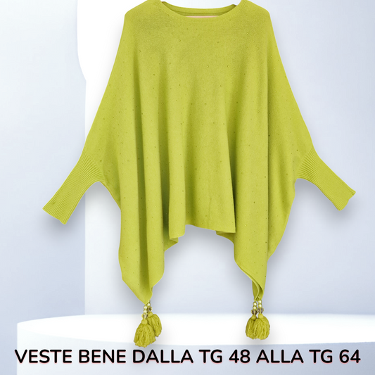 Maxi Poncho con Pendagli e Strass Gimmy