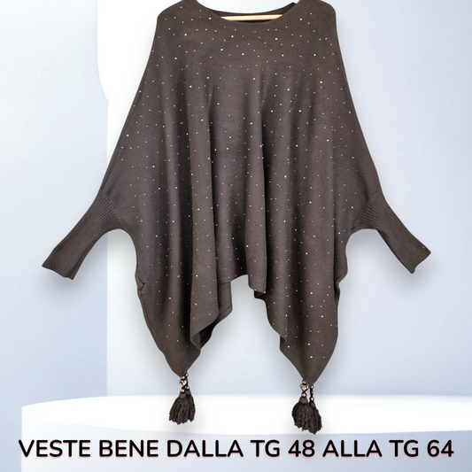 Maxi Poncho con Pendagli e Strass Gerard