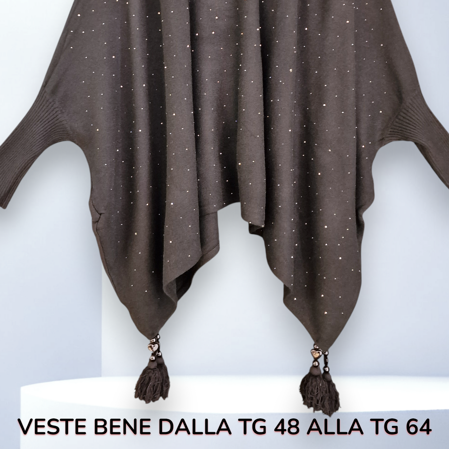Maxi Poncho con Pendagli e Strass Gerard