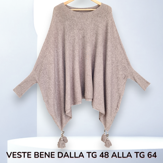 Maxi Poncho con Pendagli e Strass Giova