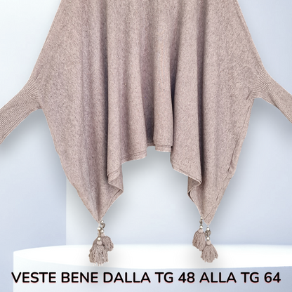 Maxi Poncho con Pendagli e Strass Giova