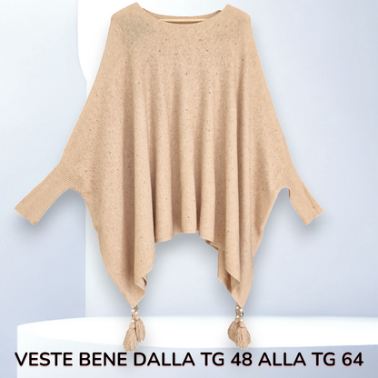 Maxi Poncho con Pendagli e Strass Gale