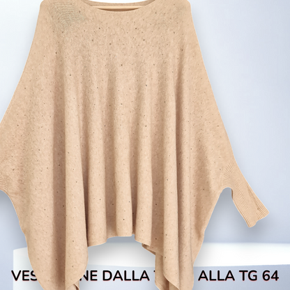 Maxi Poncho con Pendagli e Strass Gale