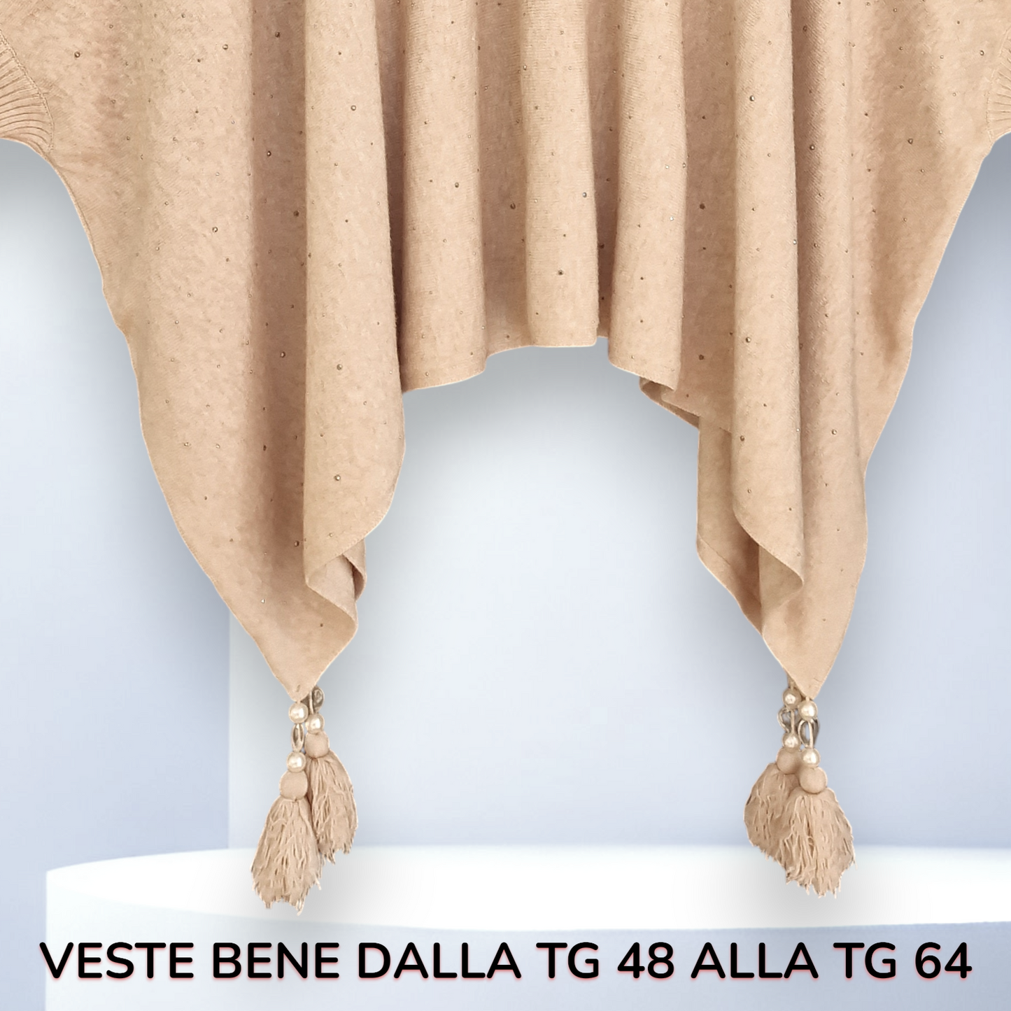 Maxi Poncho con Pendagli e Strass Gale