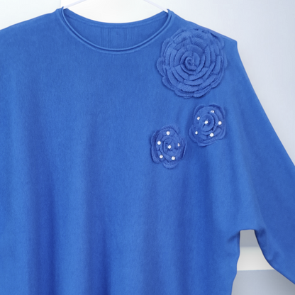 Maxi Maglia con Fiori e Strass Polly