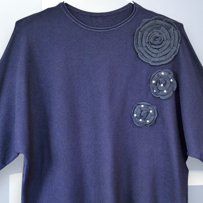 Maxi Maglia con Fiori e Strass Pace