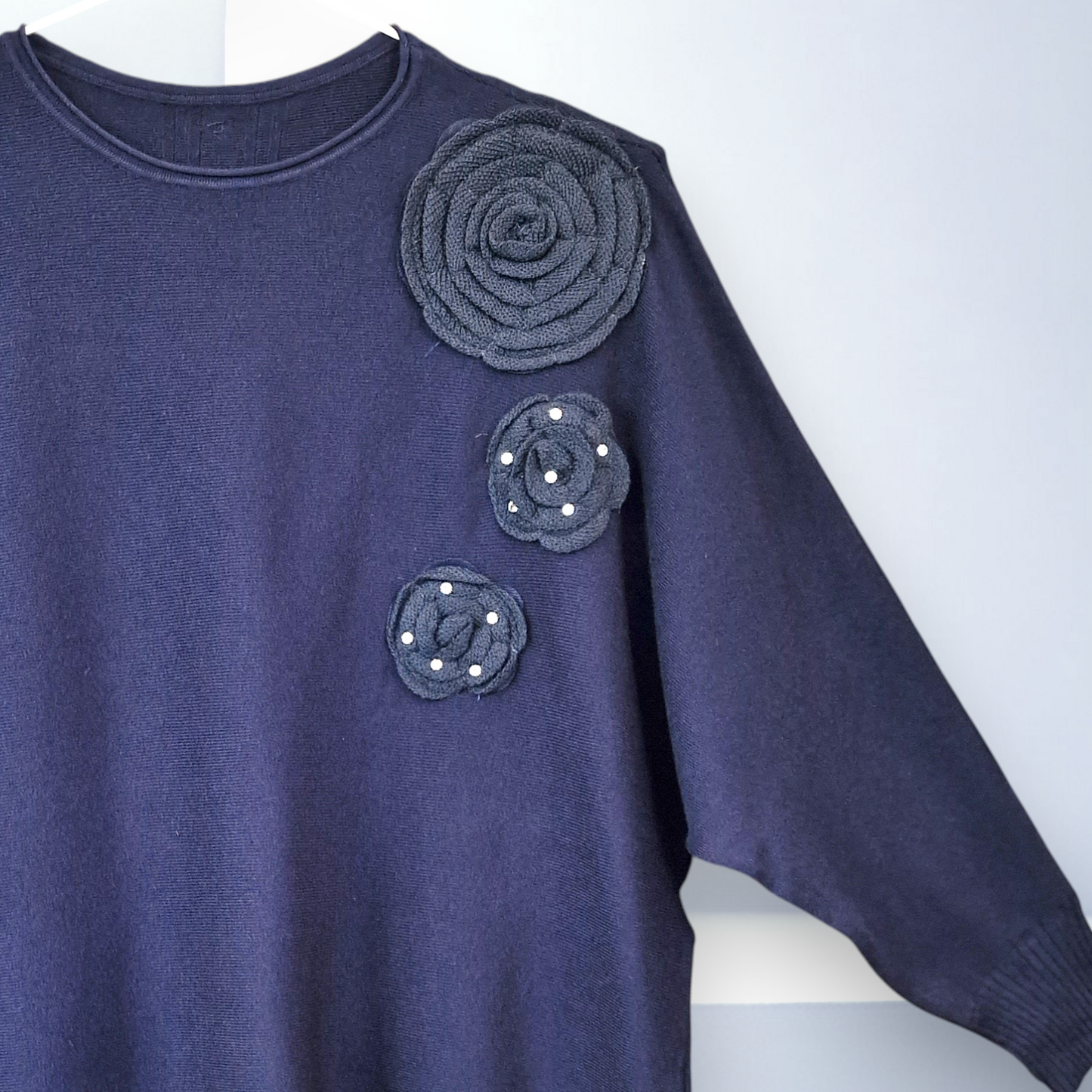 Maxi Maglia con Fiori e Strass Pace