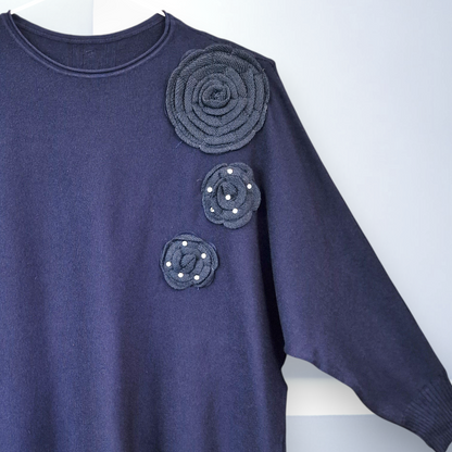 Maxi Maglia con Fiori e Strass Pace