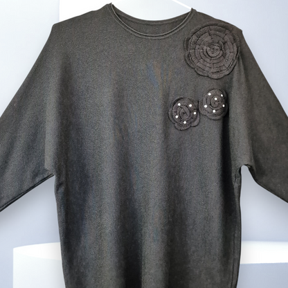 Maxi Maglia con Fiori e Strass Pilli