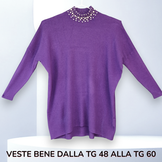 Maxi Maglia con Strass e Perle Nicole