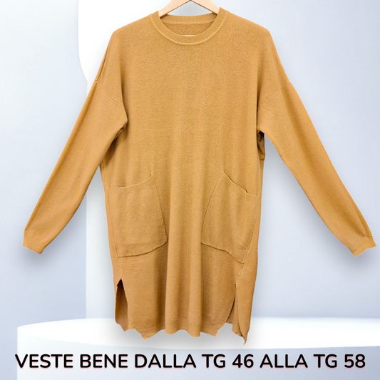 Maxi Maglia con Spacchi Sienna