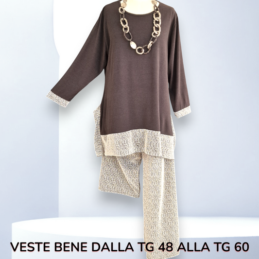 Maxi Completo con Pantalone in Lurex Brillante