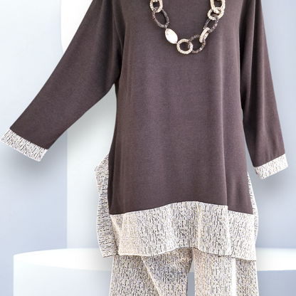 Maxi Completo con Pantalone in Lurex Brillante