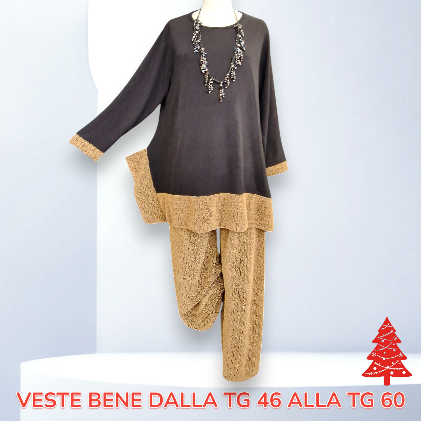 Maxi Completo con Pantalone in Lurex Golden