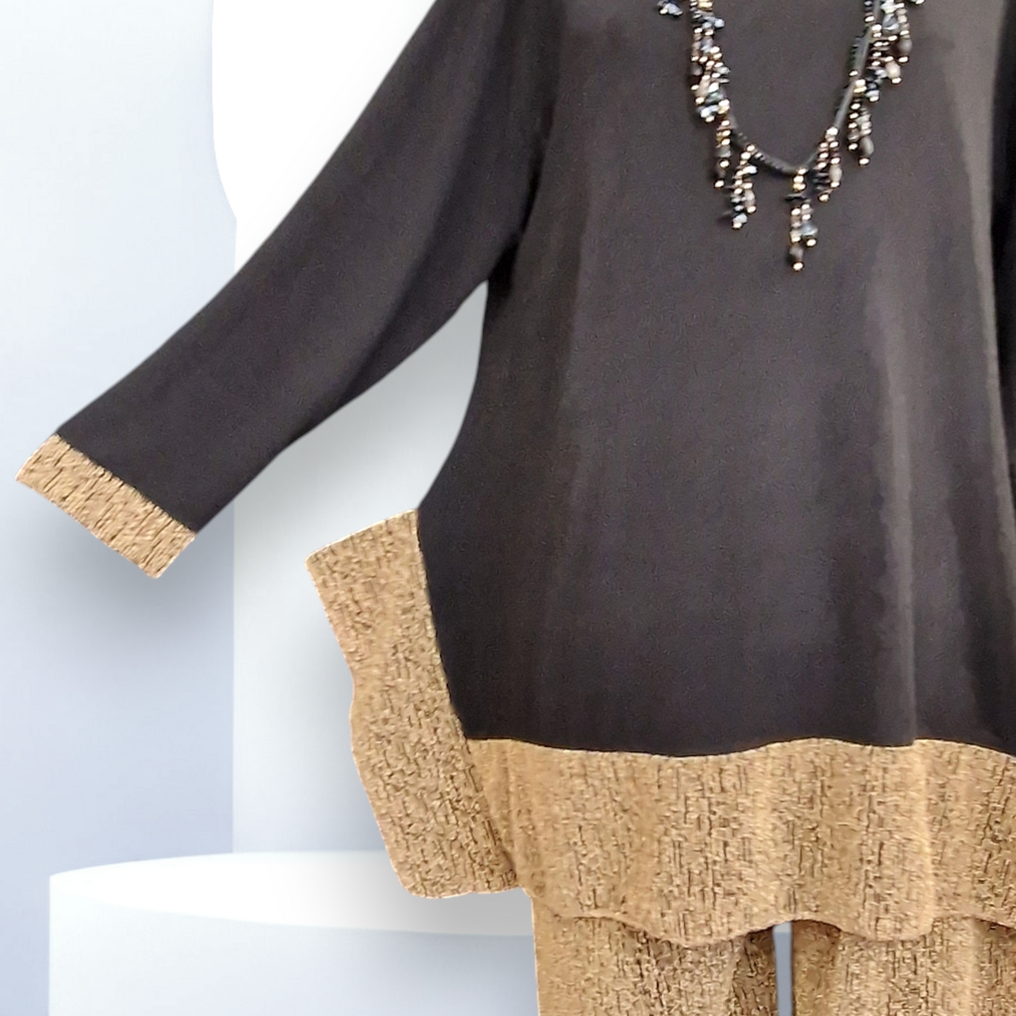 Maxi Completo con Pantalone in Lurex Golden