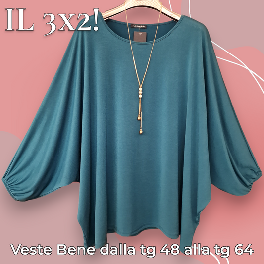 Maxi Maglia in Crepe Con Collana Morgana